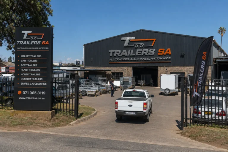 Trailers on the lot at the TRAILERS SA works in Hartswater, Northern Cape